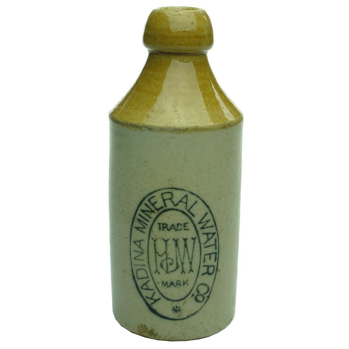 Ginger Beer. Kadina Mineral Water Co, HJW Monogram. Tan Top. (South Australia)
