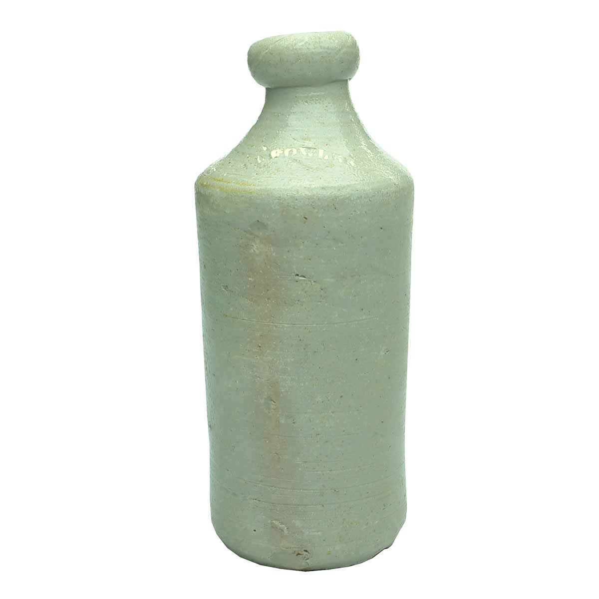 Convict Ginger Beer. Fowler straight line on shoulder. Grey glaze. (Sydney, New South Wales)