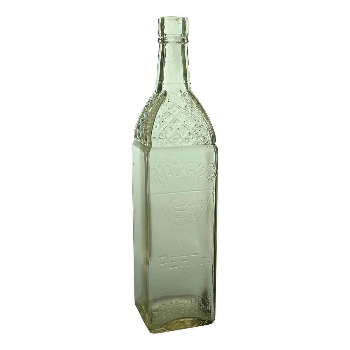 Cordial. Mackay & Co., Perth. Square with diamond lattice decoration to shoulder. (Western Australia)