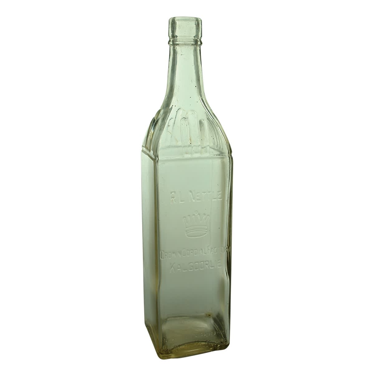 Cordial. R. L. Nettle, Crown Cordial Factory, Kalgoorlie. Clear. 26 oz. (Western Australia)