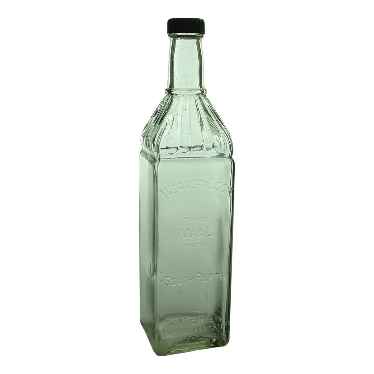Cordial. Weaver & Lock, South Perth. Square with fancy shoulder. Screw top. (Western Australia)