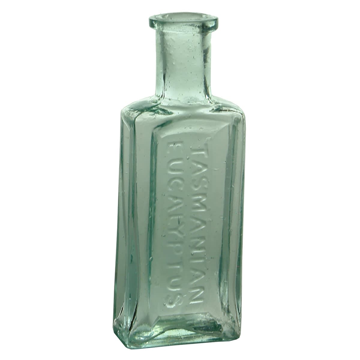Eucalyptus Oil. Tasmanian Eucalyptus. Oblong with panelled front and sides. 1/2 oz. 87 mm. (Tasmania)