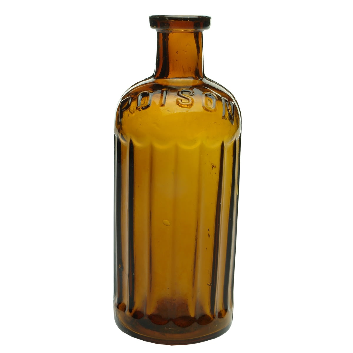 Poison. Same shape as A. M. Bickford & Sons but unbranded. Amber. 8 oz (maybe 10 oz?). 153 mm. (Australia)