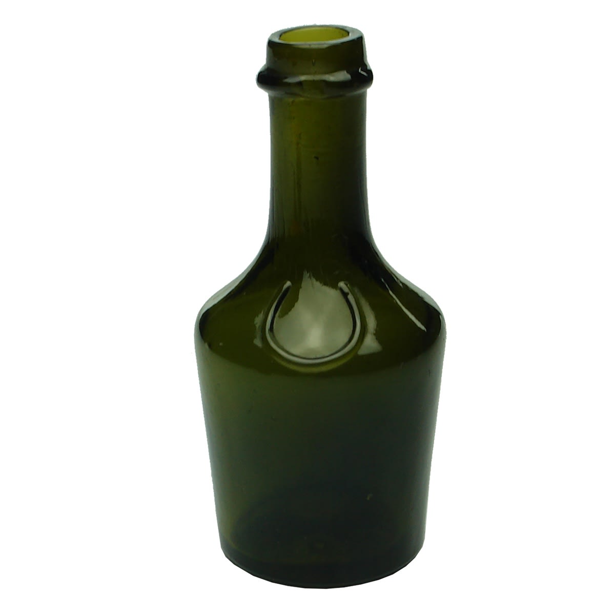 Sample. Benedictine shaped bottle. Horseshoe shape on shoulder.