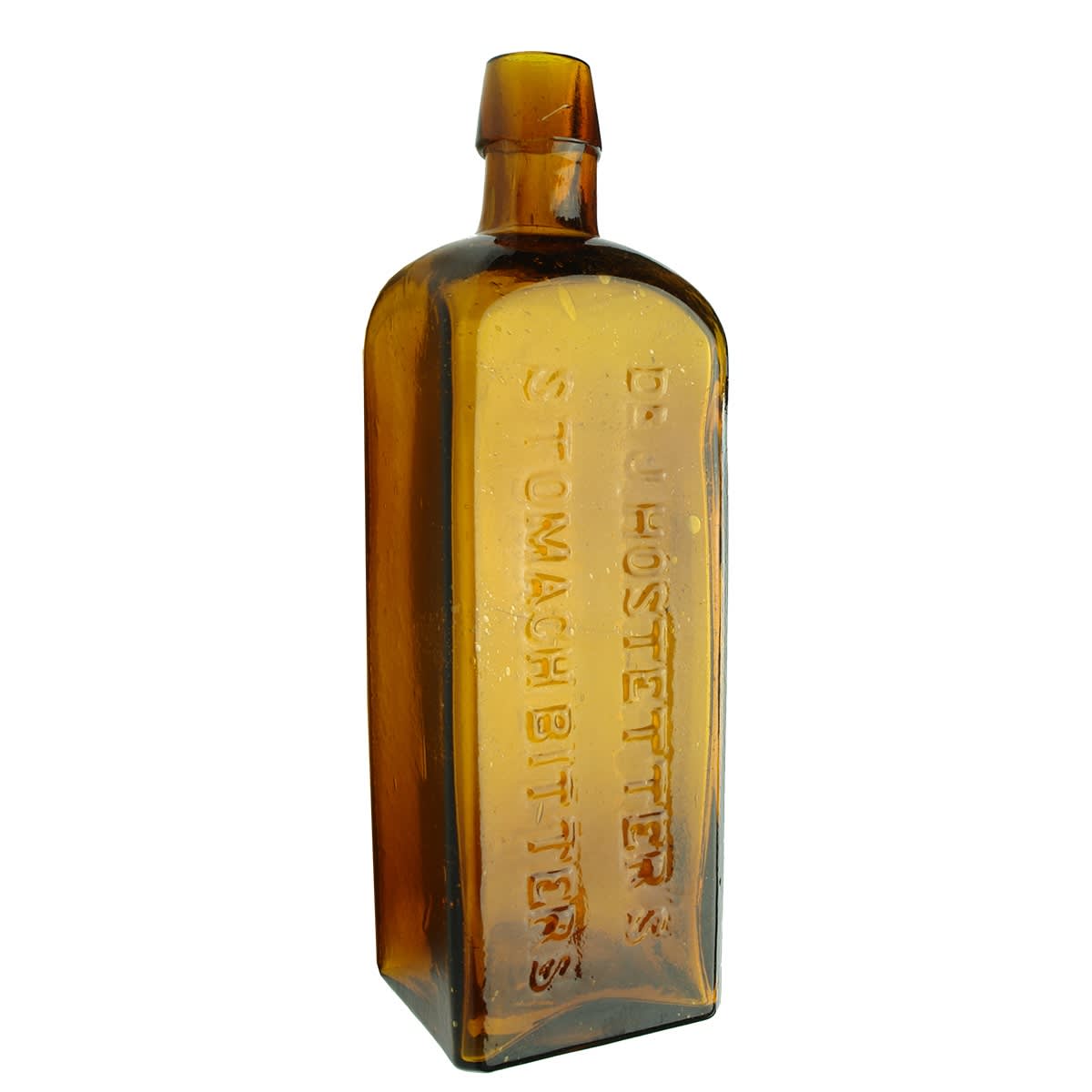 Bitters. Dr J. Hostetters Stomach Bitters. L & W base mark. Bright Amber. Applied top. (USA)