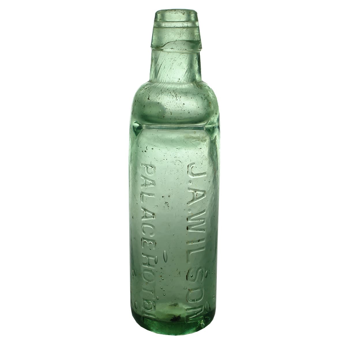 Codd. J. A. Wilson, Palace Hotel. Applied top. Aqua. 10 oz. (Melbourne, Victoria)