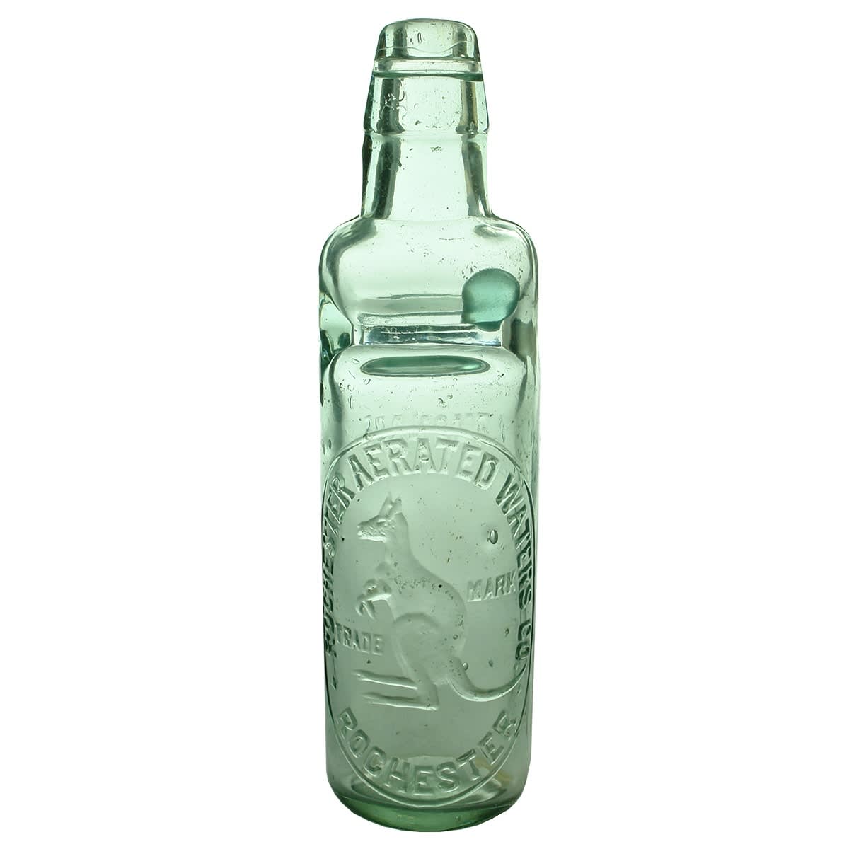 Codd. Rochester Aerated Waters Co. Kangaroo. Lemonade. All Way Pour. Aqua. 10 oz. (Victoria)