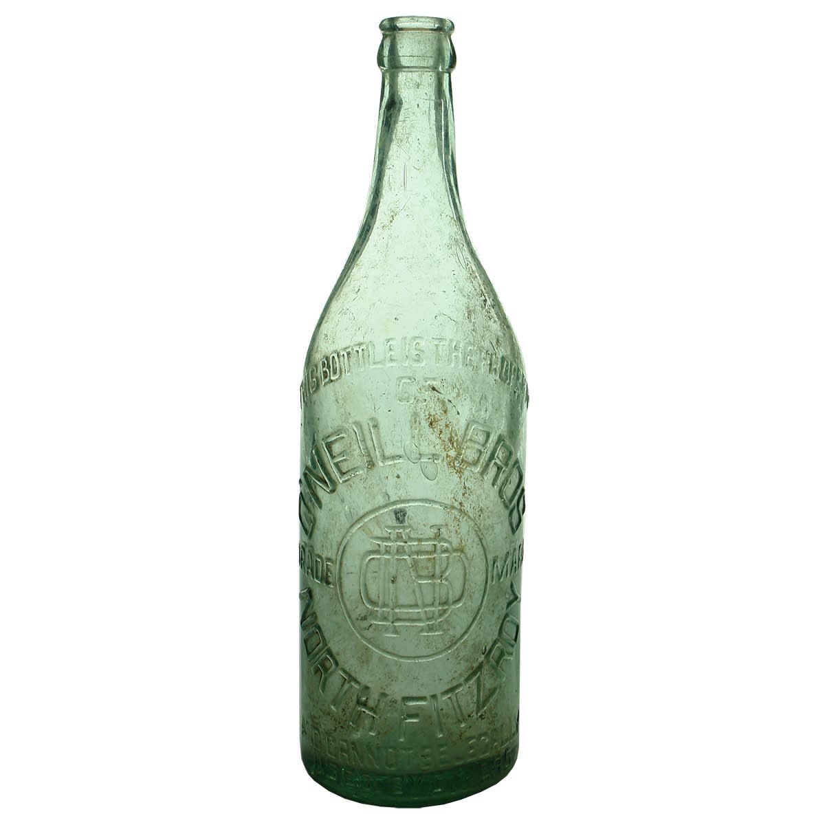 Crown Seal. O'Neill Bros., North Fitzroy. ONB Monogram. Tool finished top. Aqua. 24 oz. (Victoria)