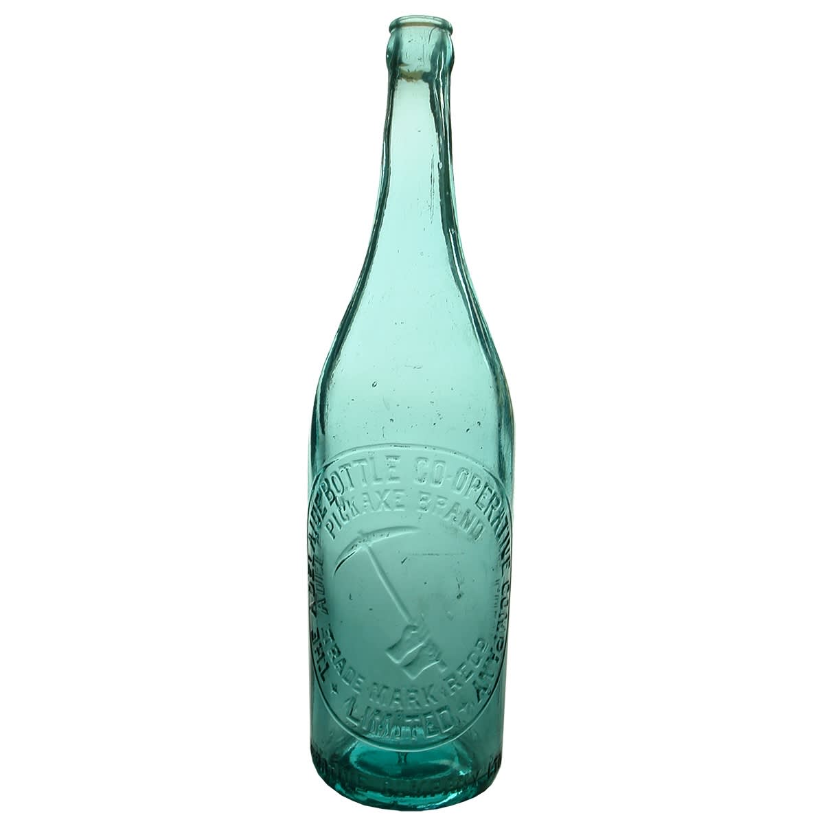 Beer. Adelaide Bottle Co-operative Company. Pickaxe. Ice Blue. Spun top. (South Australia)