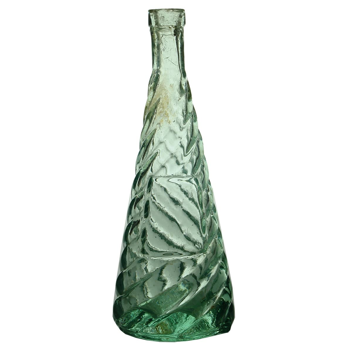 Goldfields Salad Oil. Cone shape, Spiral Pattern. Pontil over Registration Diamond. (United Kingdom) (This is from the late Kingsley Durdin collection)