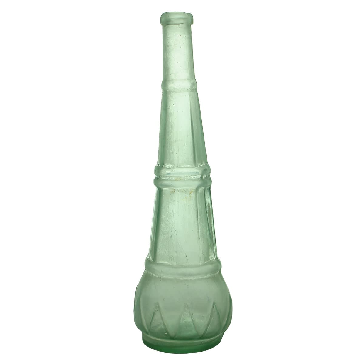 Goldfields Salad Oil. Sharks Tooth or Tiered Bell. Round pontil scar to base. Aqua. 06 oz.