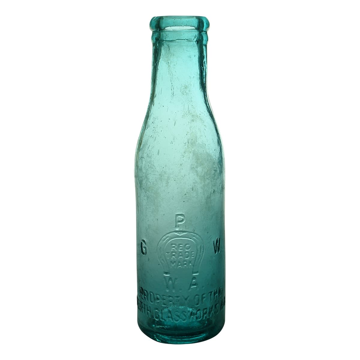 Chutney. Perth Glass Works. Horseshoe. Light Blue Aqua. 13 oz. (Western Australia)
