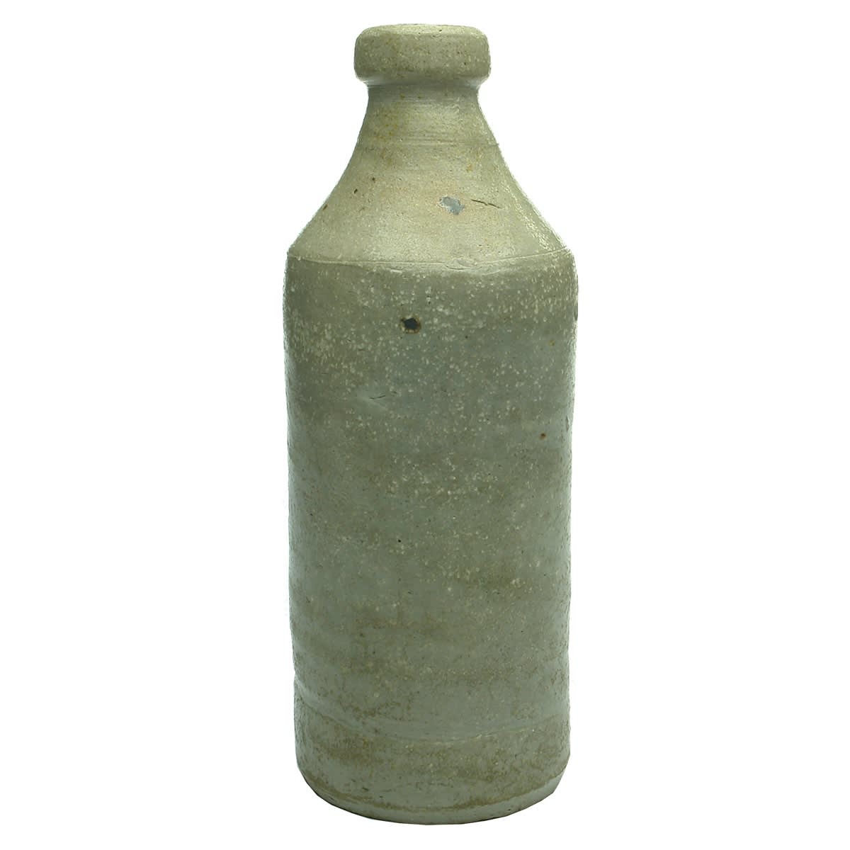 Plain Convict Ginger Beer. Grey glaze. Small well formed lip. Groove near the base. 1830s look to it. (Old sticker under the base says "Unmarked Leak? 1820 - 1830) (Sydney, New South Wales)