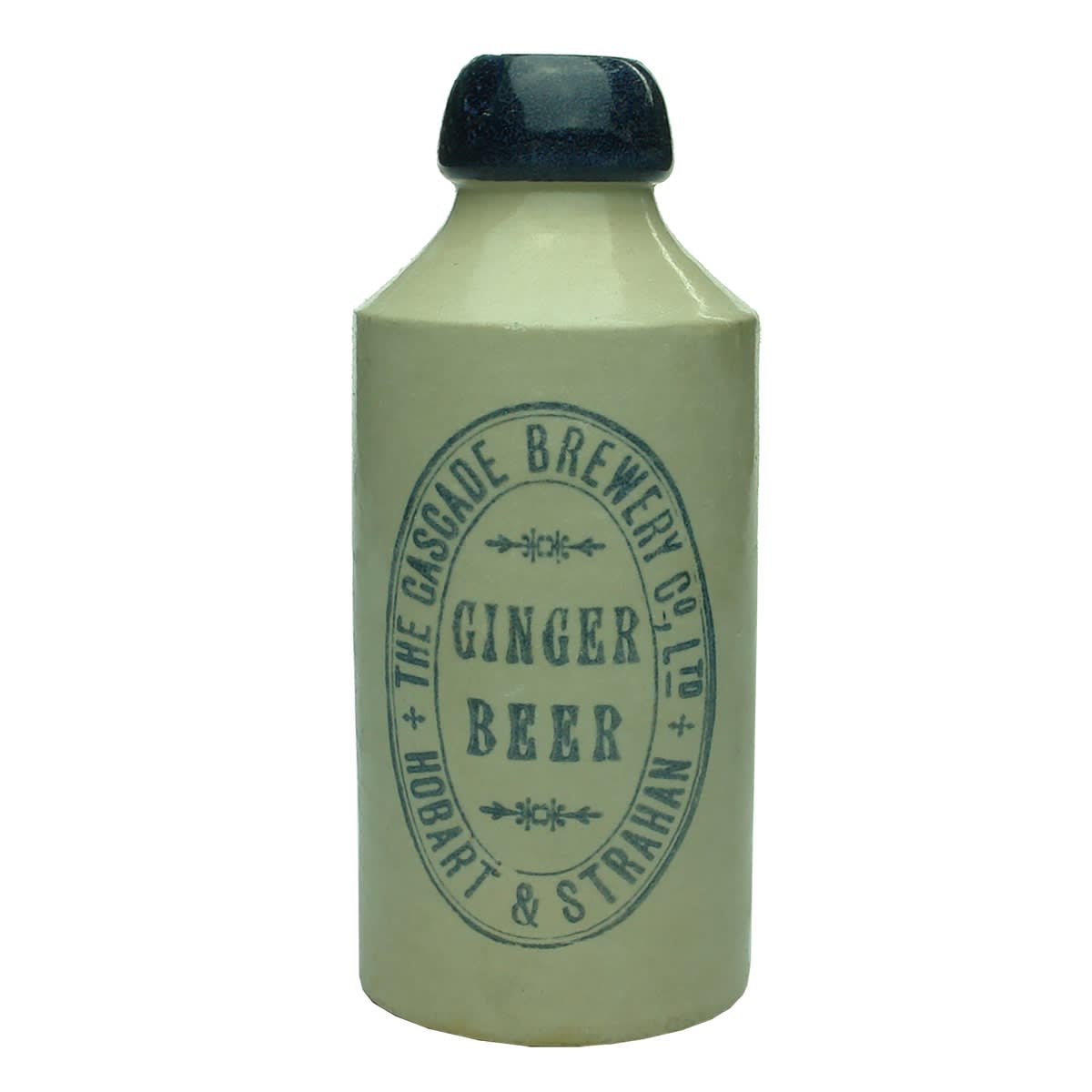 Ginger Beer. The Cascade Brewery Co Ltd. Hobart & Strahan. Bourne Denby pottery. Blue Lip. (Tasmania)