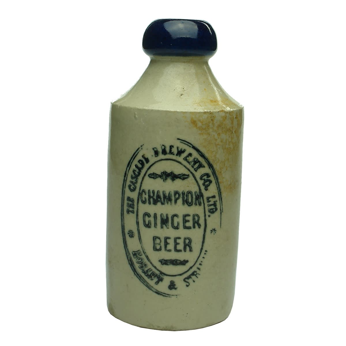 Ginger Beer. The Cascade Brewery Co. Ltd., Hobart & Strahan. Champion Ginger Beer. Blue Lip. Dump. (Tasmania)