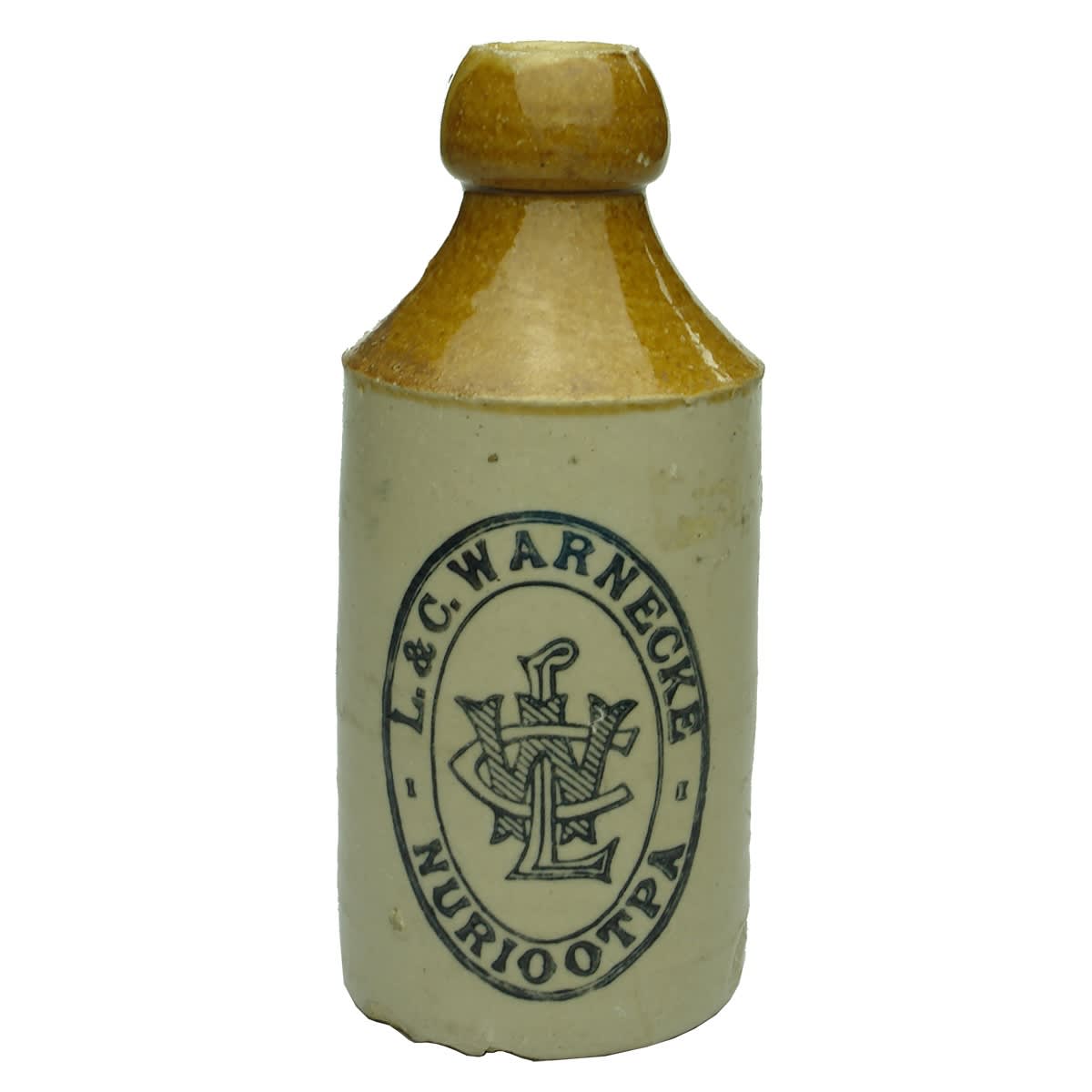 Ginger Beer. L. & C. Warnecke, Nuriootpa. Bendigo Pottery. Dump. (South Australia)