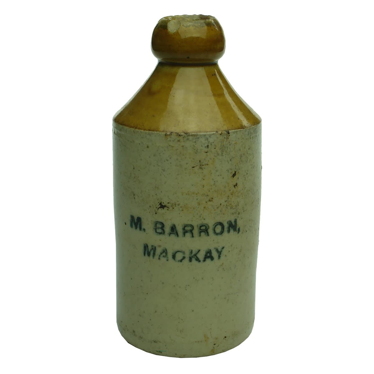 Ginger Beer. M. Barron, Mackay. Mauri Bros & Thomson Pinnacle stamp. (Queensland)