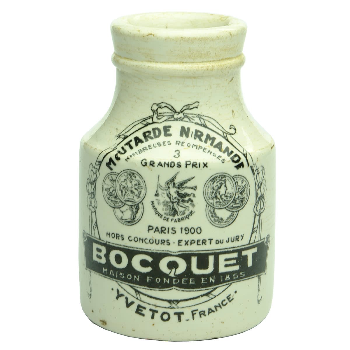 Mustard. Moutarde Normandie. Bocquet. Black on White.