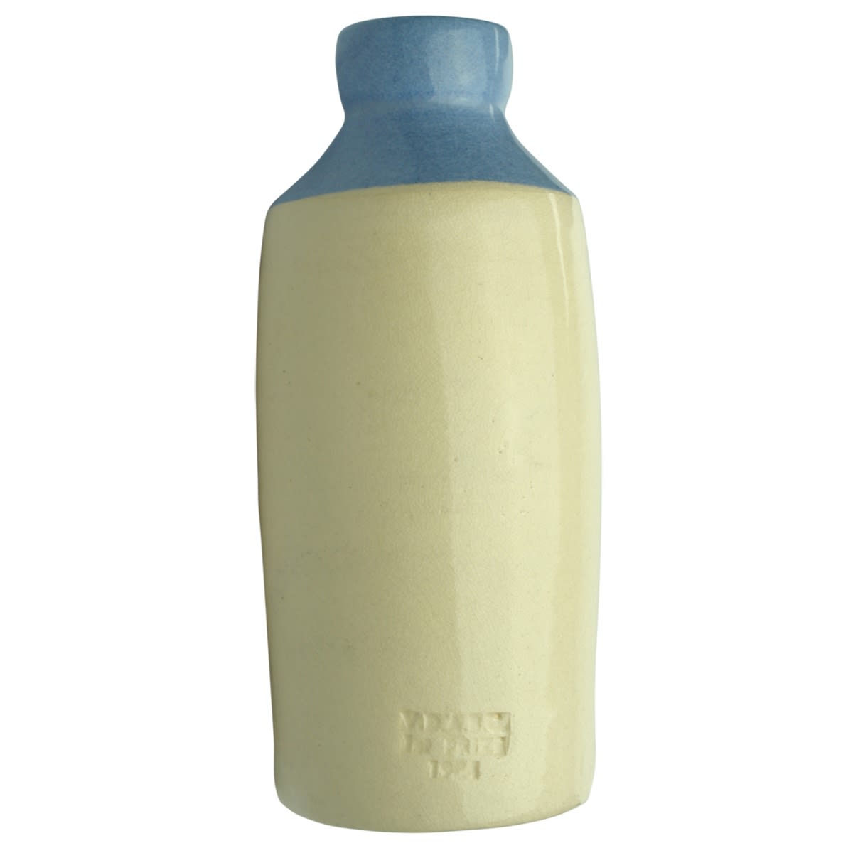 Trophy. V. D. A. B. C., 1st Prize, 1984. Light blue top ginger beer. Impressed. Made by Glenn Campbell, Tasmania. (Van Diemen Antique Bottle Club, Tasmania)