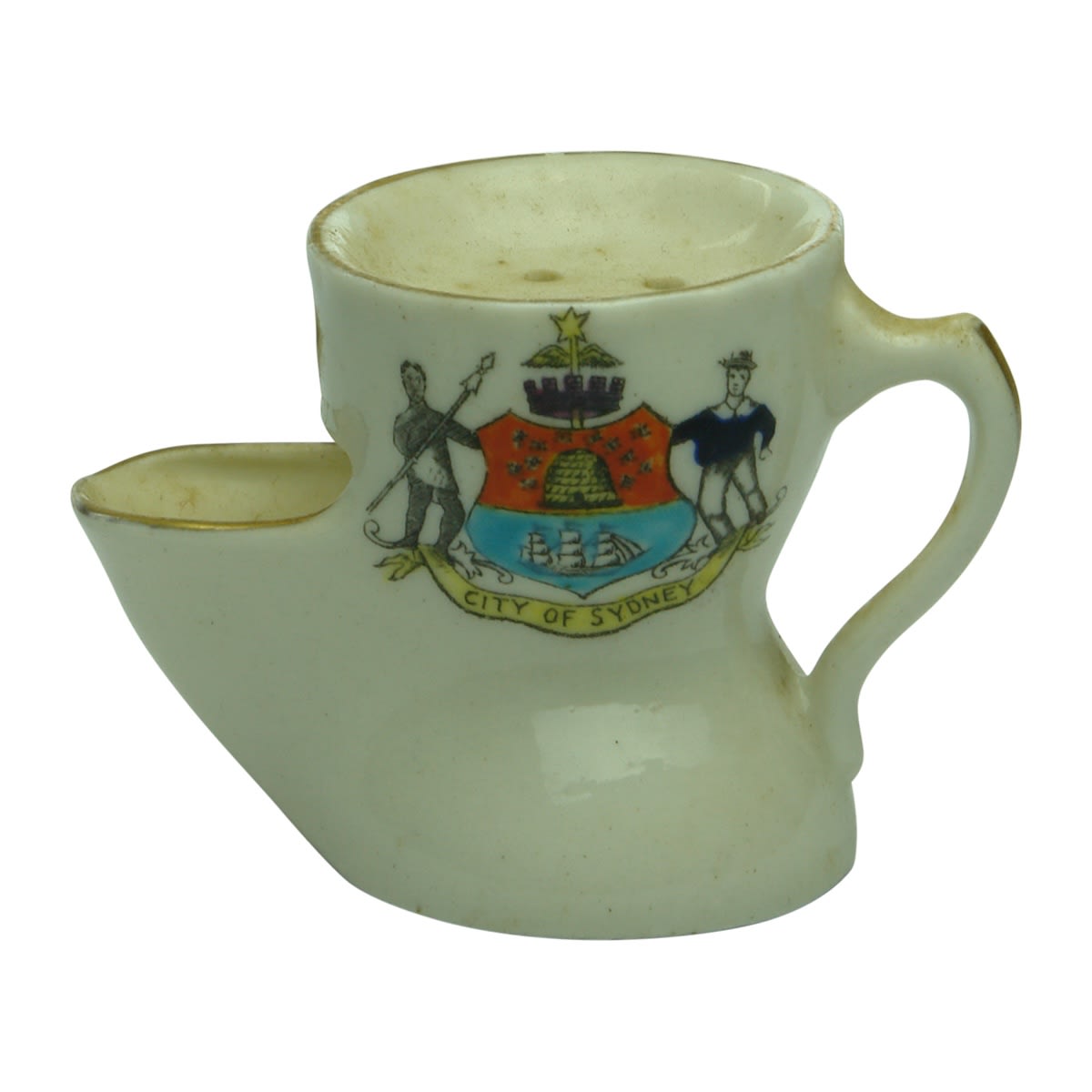 Pottery. Sample Shaving Mug, City of Sydney. Florentine China. (New South Wales)
