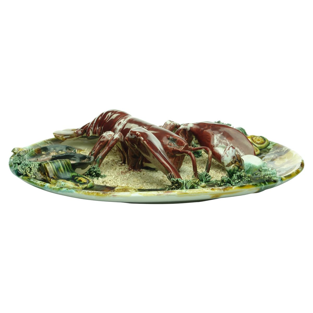 Pottery. Large Portuguese Palissy Style Lobster Wall Hanging Plate.