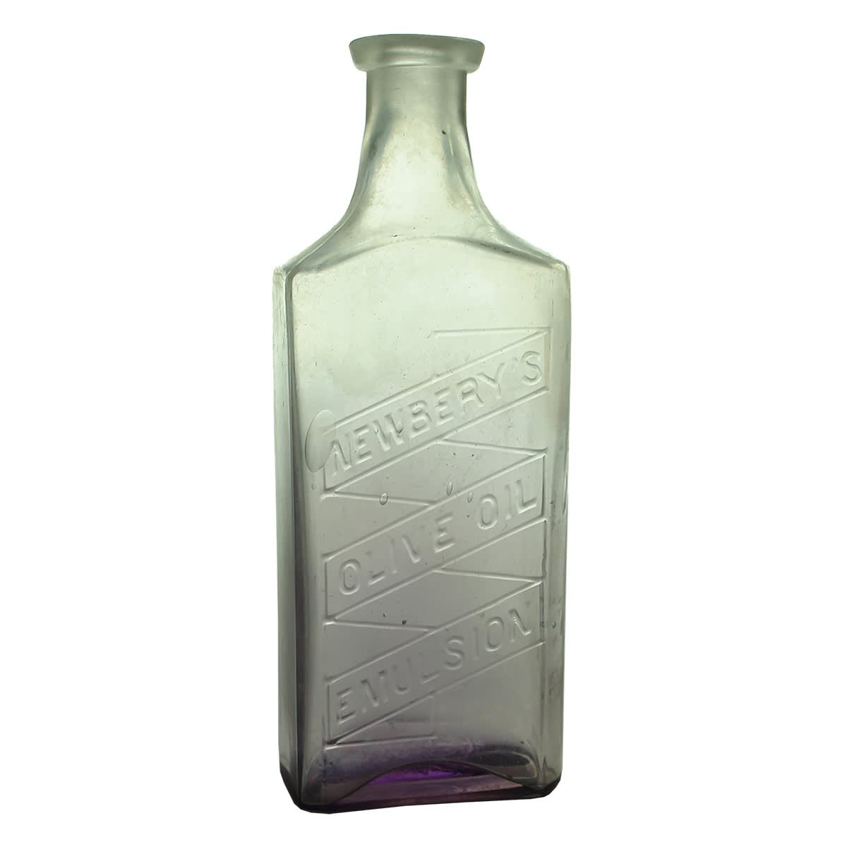 Medicine. Newbery's Olive Oil Emulsion. Amethyst & Clear! (A. K. Newbery, Chemist, Adelaide) (South Australia)