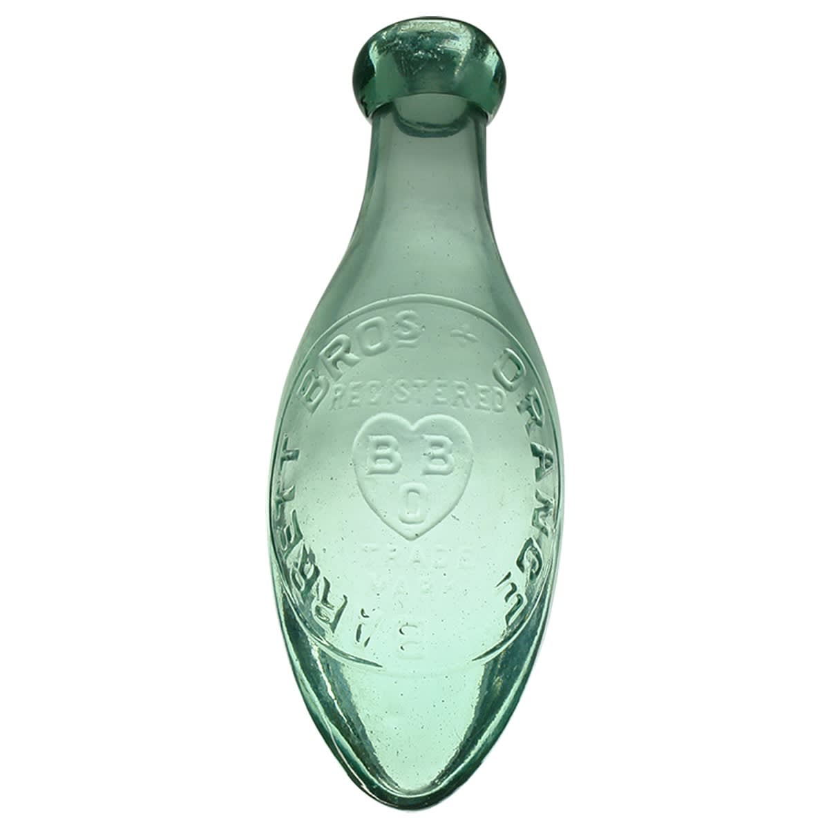 Torpedo. Barrett Bros, Orange. Heart. Aqua. 6 oz. (New South Wales)