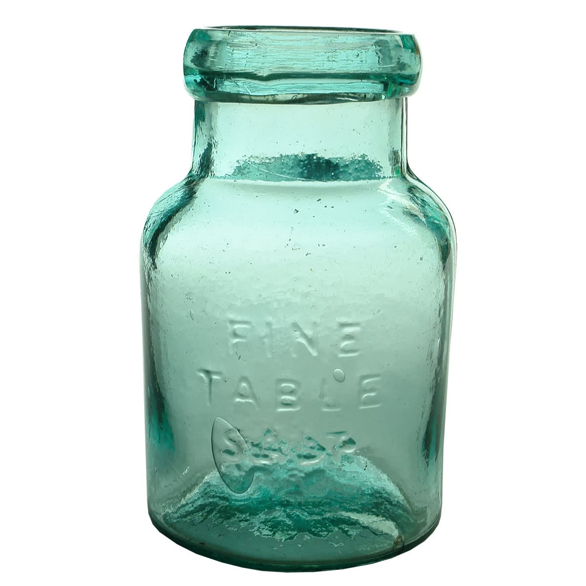 Jar. Fine Table Salt. FBH Base Mark. Aqua. 2 Pound. (South Australia)