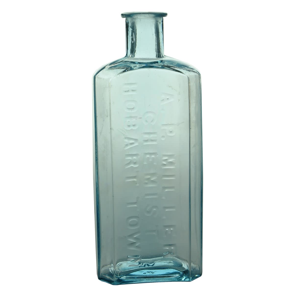 Chemist. A. P. Miller, Hobart Town. Ice Blue. 6 oz. (Tasmania)