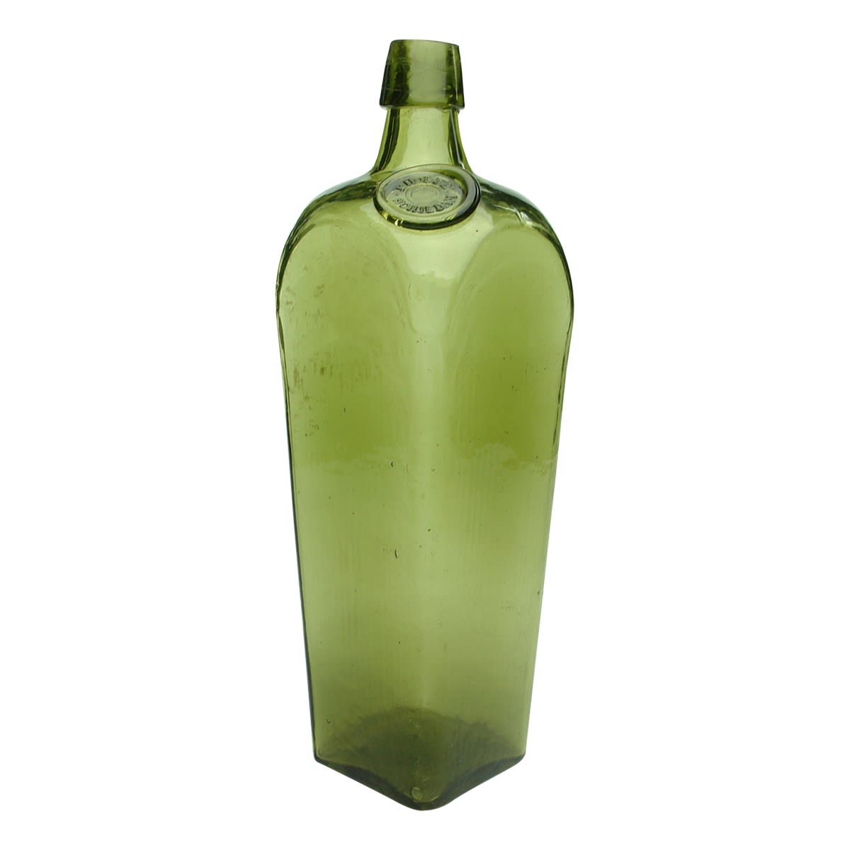 Gin. P. Hoppe, Schiedam in applied seal. Olive Green. Quart.