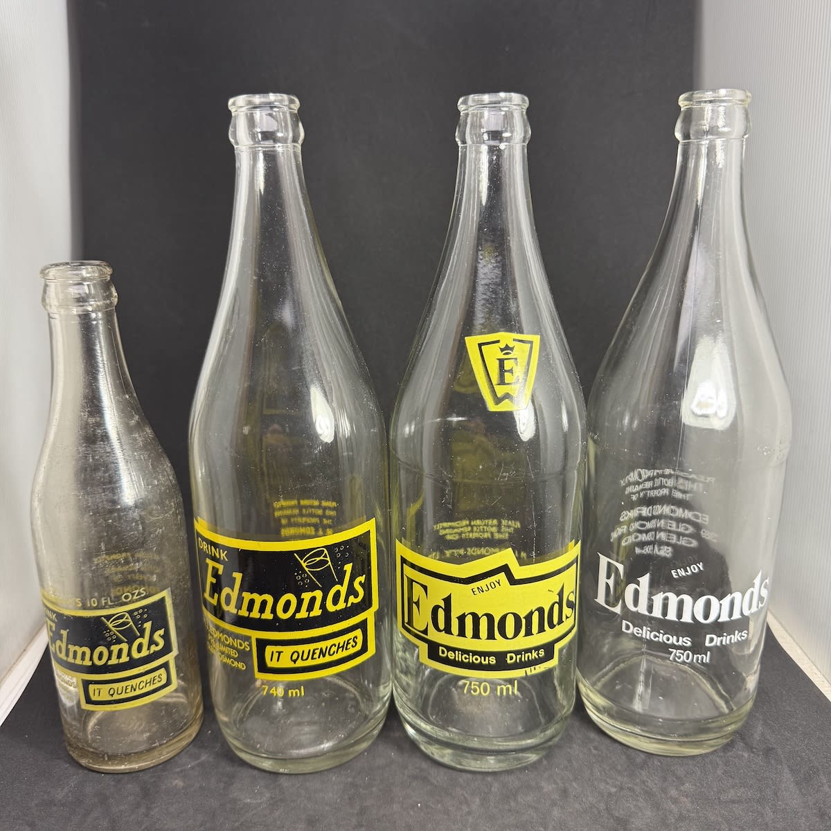 4 Ceramic Label Crown Seals: All different varieties of M. J. Edmonds or Edmonds Drinks, Glen Osmond. (South Australia)