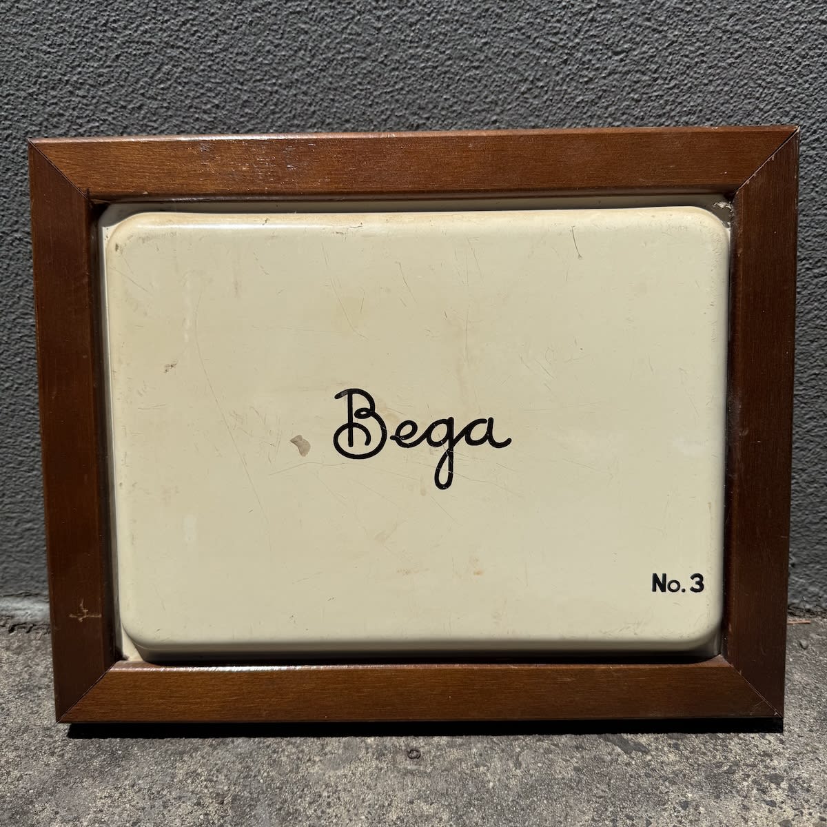 Enamel Stove Door. Bega. No. 3. Framed.