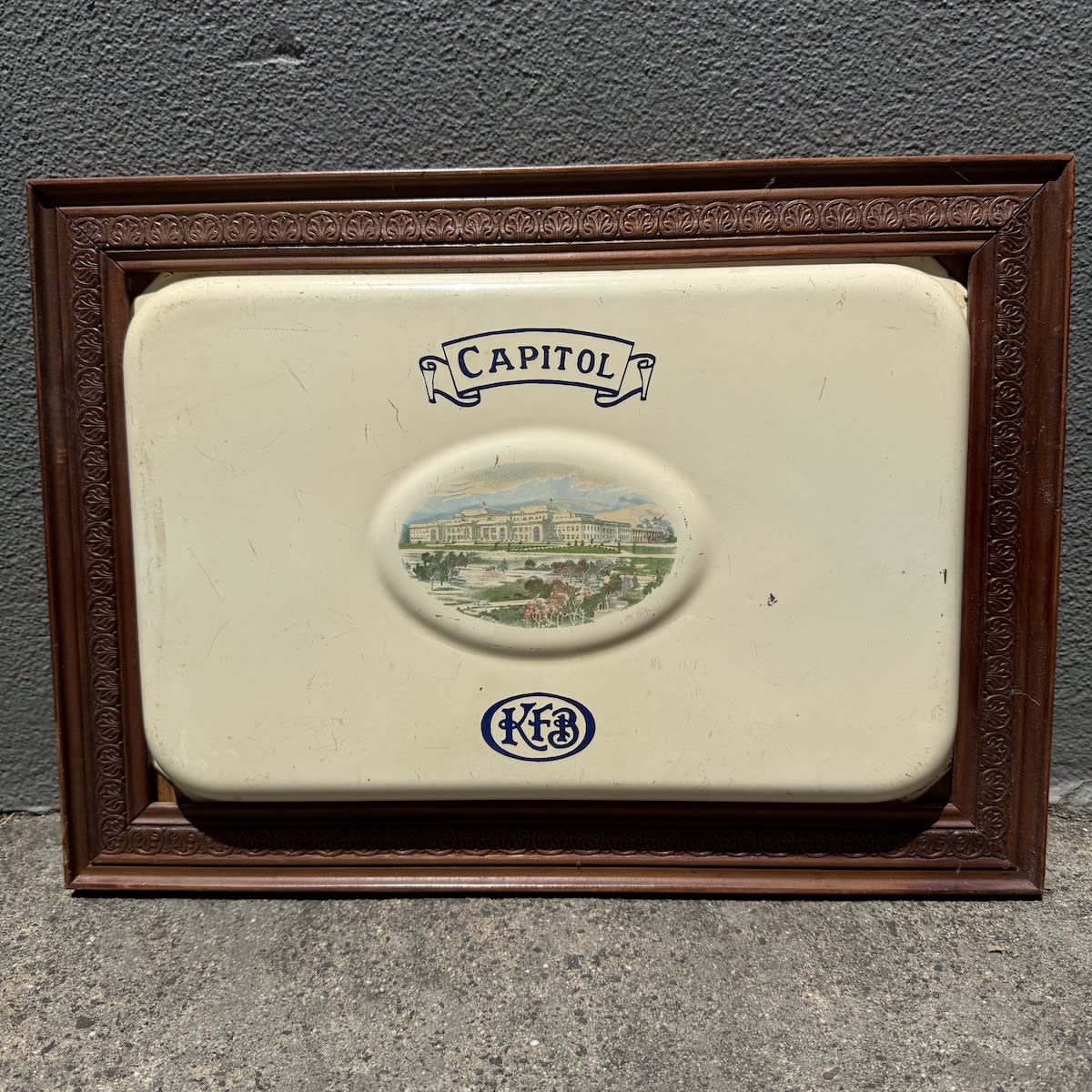 Enamel Stove Door. Capitol. (Old) Australian Parliament House. KFB. Framed.