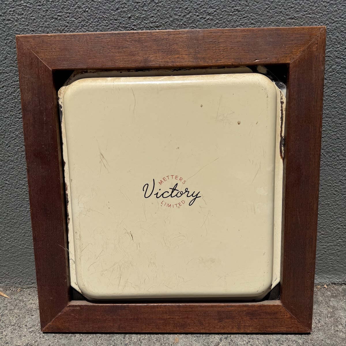 Enamel Stove Door. Metters Limited Victory. Framed.