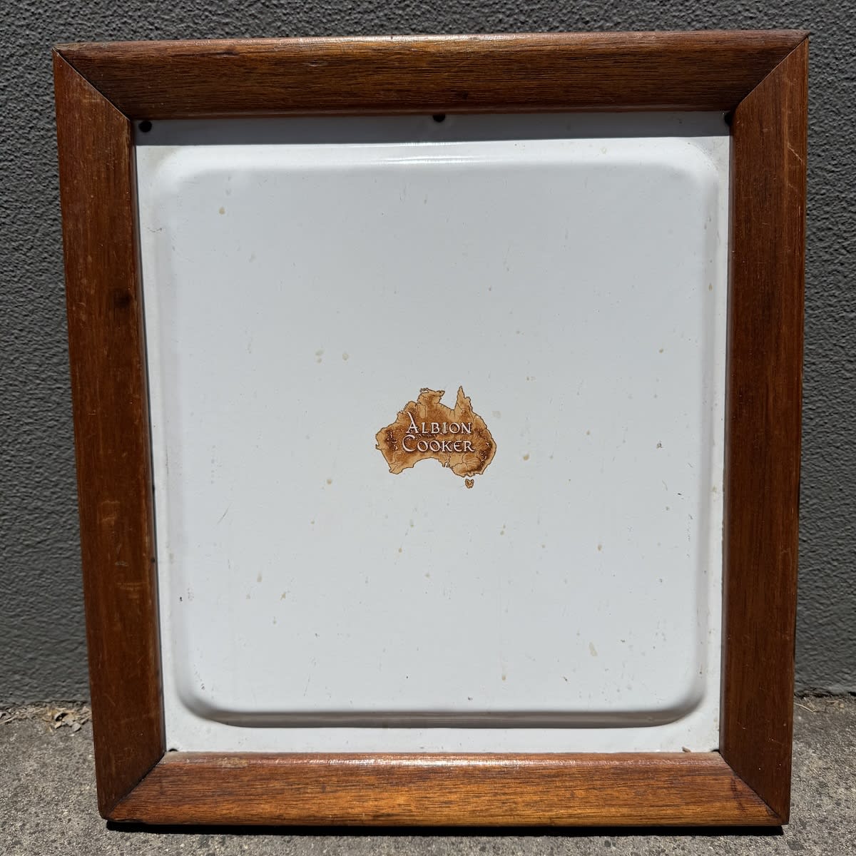 Enamel Stove Door. Albion Cooker. Map of Australia. Framed.