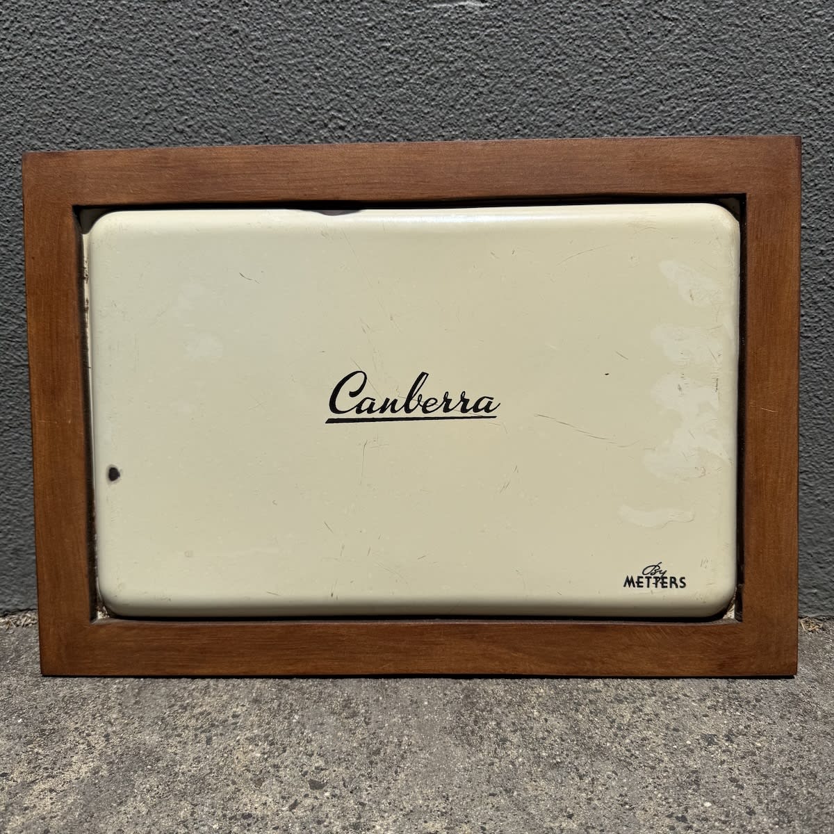 Enamel Stove Door. Canberra by Metters. Framed.