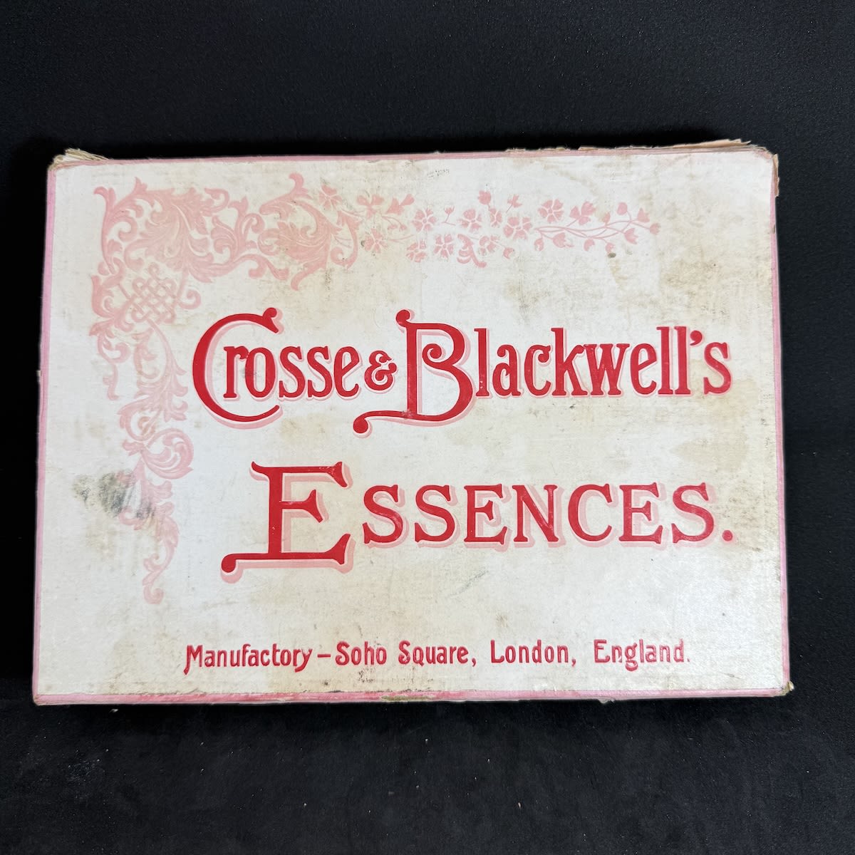 Original Box. Crosse & Blackwell's Essences. Manufactory - Soho Square, London, England. Purveyors to His Majesty the King. Essence of Lemon. No contents.