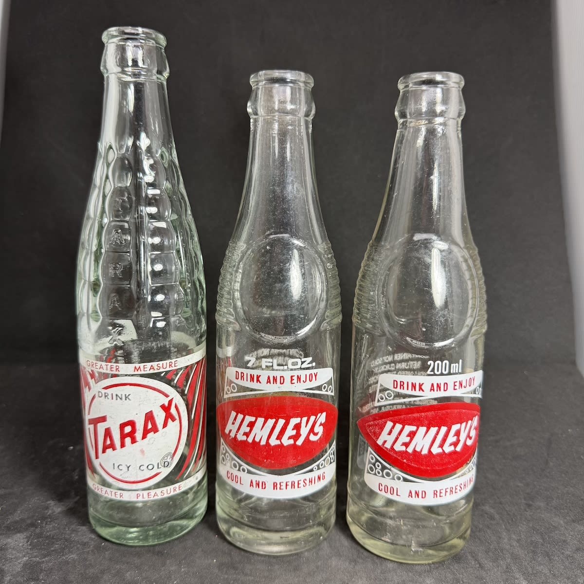 3 Ceramic Label Crown Seals: Tarax and 2 x Hemley's Aerated Waters Callawadda (7 oz & 200 ml). (Victoria)