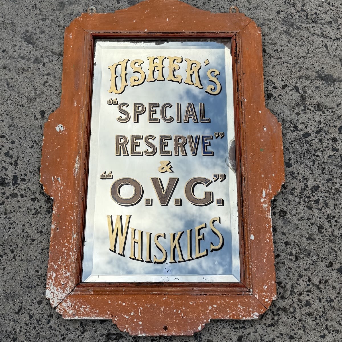 Advertising Mirror. Usher's "Special Reserve" & "O. V. G." Whiskies.