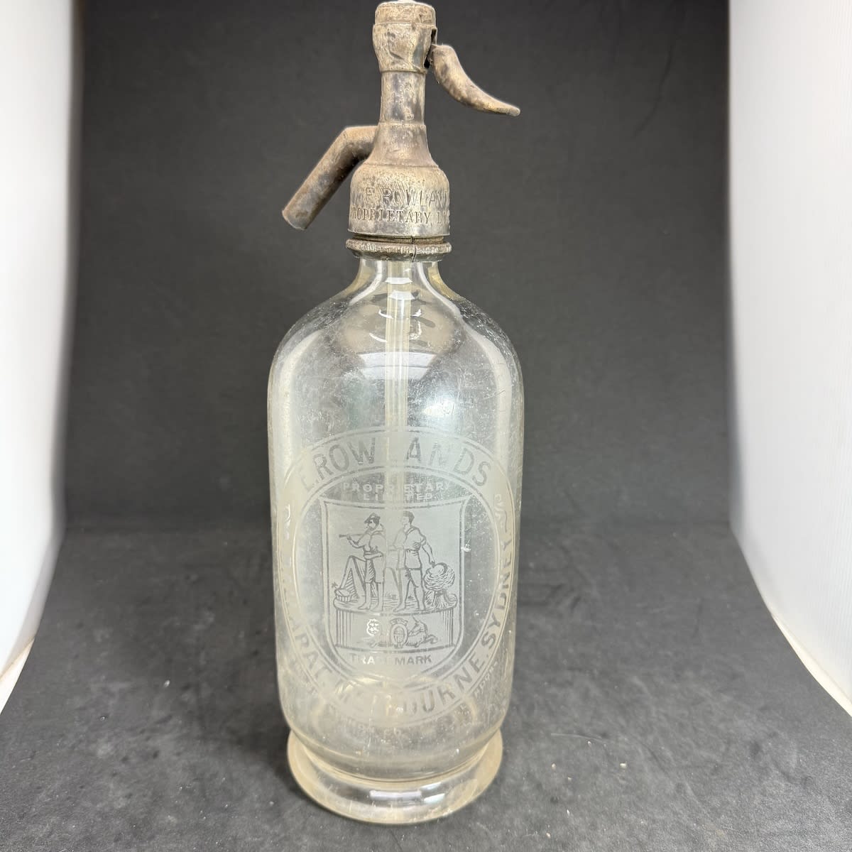 Soda Syphon. E. Rowlands, Ballarat, Melbourne & Sydney. Miner & Farmer. To His Excellency The Governor. Clear. 30 oz. (Victoria & New South Wales)