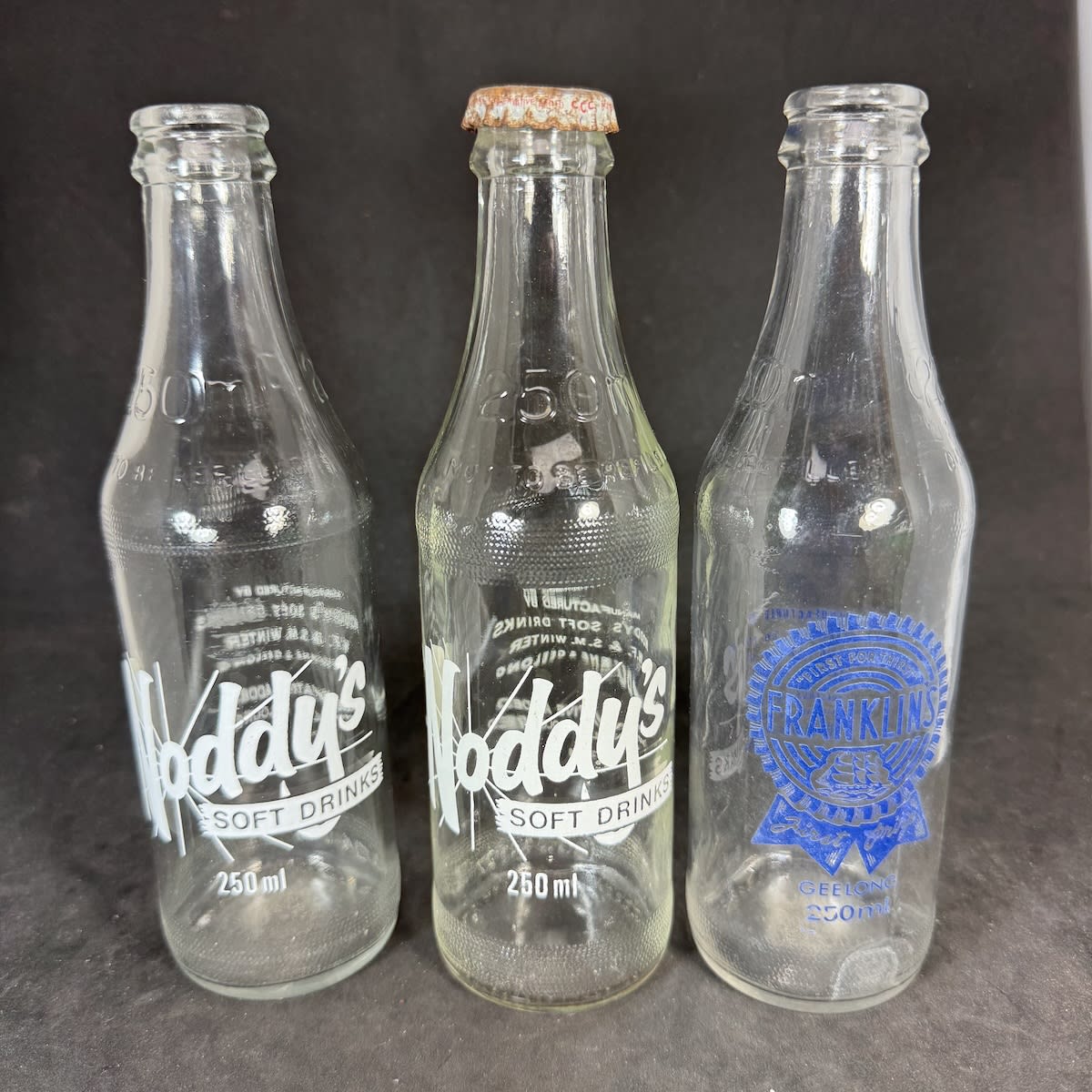 3 x 250 ml One Trippa Crown Seals: 2 x Noddy's, W. F. & S. M. Winter, Melbourne & Geelong; Franklin's, J. T. Franklin & Co Pty Ltd. (Victoria)