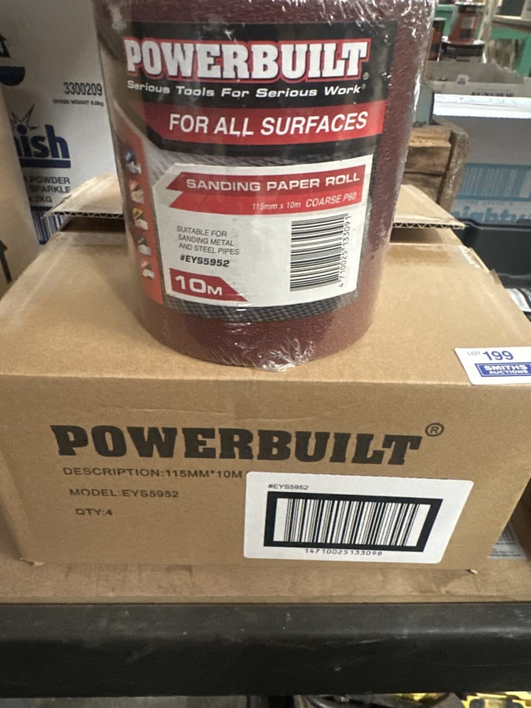 4 ROLLS POWERBUILT COARSE P60 SANDPAPER — NZ auction result