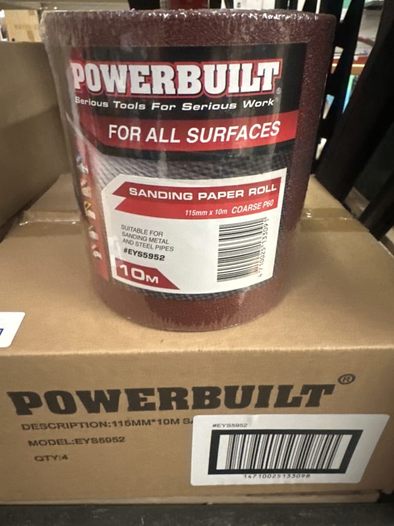 4 ROLLS POWERBUILT COARSE P60 SANDPAPER — NZ auction result