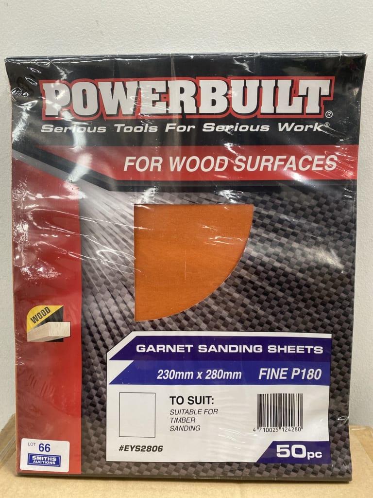 500 SHEETS POWERBUILT FINE P180 SANDPAPER — NZ auction result