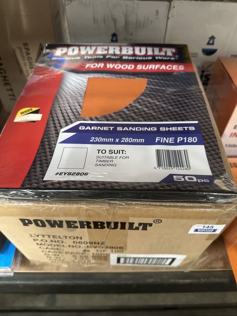 500 SHEETS POWERBUILT FINE P180 SANDPAPER — NZ auction result