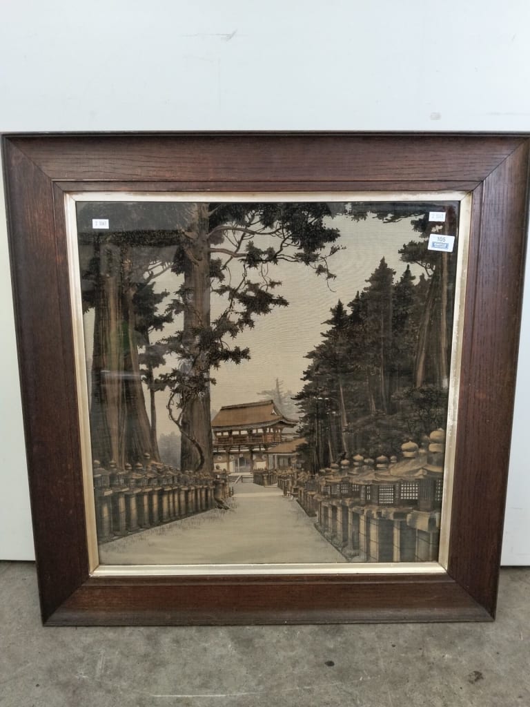 FRAMED ORIENTAL ARTWORK ON LINEN — NZ auction result