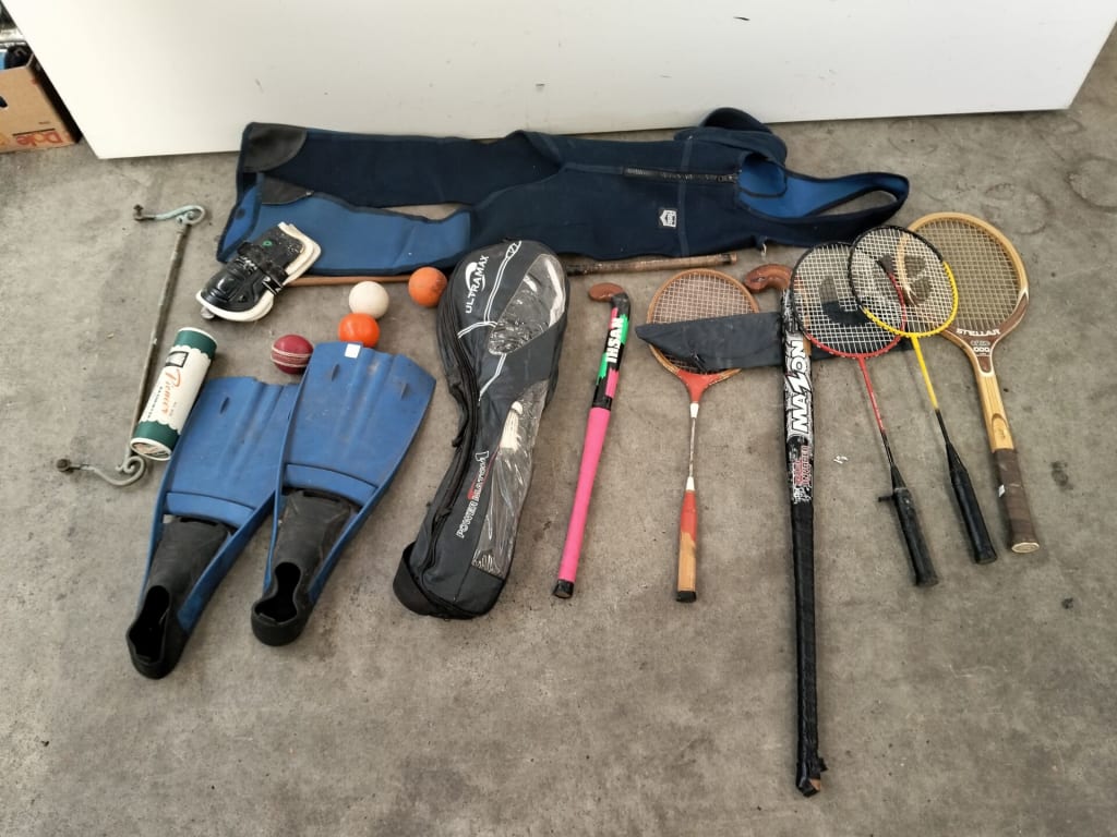CARTON OF VINTAGE SPORTS EQUIPMENT — NZ auction result