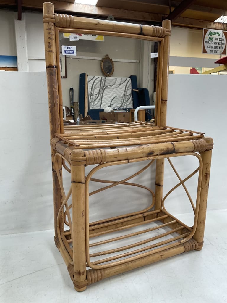 CANE WALL HUNG MIRROR UNIT — NZ auction result