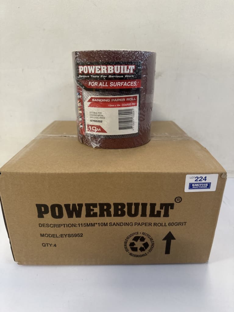 4 ROLLS POWERBUILT COARSE P60 SANDPAPER — NZ auction result