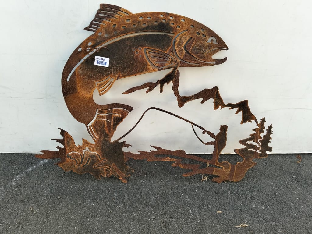 METAL WALL ART - TROUT — NZ auction result